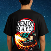 Oversized T-shirt 100% Cotton Round Neck Black Demon Slayer