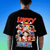 Oversized T-shirt 100% Cotton Round Neck Black Luffy One Piece